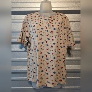 Element Beige Floral Short Sleeve Top